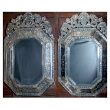 A PAIR LARGE 20th C. CUT ENGRAVED VENETIAN MIRRORS