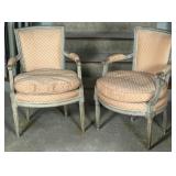 A PAIR 18TH C. FRENCH LOUIS XVI ARM CHAIRS