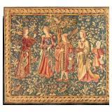 AN ANTIQUE FRENCH MILLE FLEURS WOOL TAPESTRY