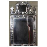 AN 18TH C. ETCHED AND CUT GLASS VENETIAN MIRROR
