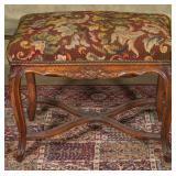 A GOOD 19TH C. LOUIS XV STYLE STOOL W/ NEEDLEPOINT