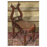 A RARE EARLY 19C. FRENCH BRONZE MOUNTED LYRE FORM