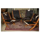 MID 20TH C. SCANDINAVIAN SEATING WITH COW HIDE