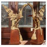 RARE ANTIQUE THAI GILT BRONZE TEMPLE ORNAMENTS