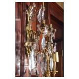 A EARLY 20TH C. BRASS SCONCES DRESSED IN PRISMS