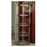 A LATE 20TH C. FIVE TIER BRUSHED STEEL SHELF