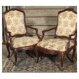 A PAIR EARLY 18TH C. ITALIAN FRUITWOOD ARM CHAIRS