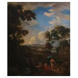 A 17TH C. FRENCH SCHOOL ALLEGORICAL LANDSCAPE OIL