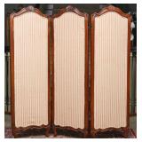 A FRENCH WALNUT LOUIS XV STYLE THREE-FOLD SCREEN