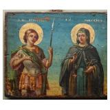 A LATE 19TH C. SERBIAN PAINTED WOOD ICON