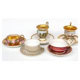A COLLECTION CONTINENTAL PORCELAIN CUP AND SAUCERS