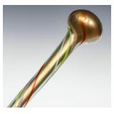 A FREE BLOWN AVENTURINE ART GLASS STAFF