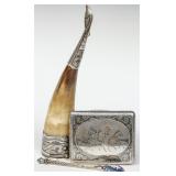 RUSSIAN SILVER KUBACHI HORN, CIGARETTE CASE