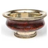 A 19TH C. TIBETAN METAL MOUNTED BOWL ON STAND