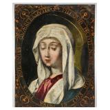 A 17TH / 18TH C. PORTRAIT OF MARY ON COPPER SHEET