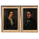 A PAIR 19TH C. OIL ON TIN PORTRAITS