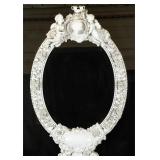 A LARGE 19TH C GERMAN PORCELAIN MIRROR W/ CHERUBS