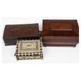BOULLE STYLE AND OTHER 19TH C. BOXES AS FOUND