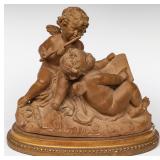 LATE 20TH C. TERRA COTTA GROUP W/ BORGHESE LABEL