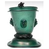 A BLOWN GLASS FOOTED VESSEL IN THE STYLE OF 17TH C