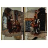 PAIR OF 19C. ORIENTALIST PAINTINGS ON SHEET METAL
