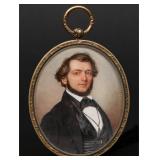 19TH C AMERICAN MINIATURE PORTRAIT IN ORNATE BEZEL
