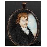 AN 19TH C. MINIATURE PORTRAIT WITH MOURNING SCENE