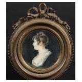 A 19TH C. HAND PAINTED MINIATURE PORTRAIT