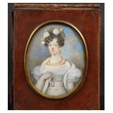 A 19TH C. AMERICAN HANDPAINTED MINIATURE PORTRAIT