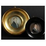 TWO 19TH C. HAND PAINTED MINIATURE PORTRAITS