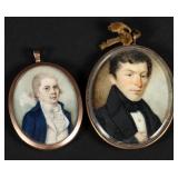 TWO 19TH C. MINIATURE PORTRAIT MOURNING LOCKETS