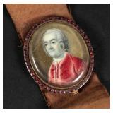 AN 18TH C. MINIATURE PORTRAIT WITH GEMSTONES