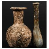 TWO ROMAN GLASS VESSELS, ONE AS-IS