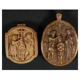 TWO ANTIQUE STONE CARVINGS THE BAPTISM OF JESUS