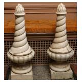 PAIR FLAMING URN TERRA COTTA ARCHITECTURAL FINIALS