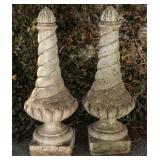 A PAIR CONCRETE FLAMING URN ARCHITECTURAL FINIALS