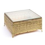 A MID 20TH C. BRASS FILIGREE JEWELRY BOX