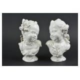 PAIR OF NYMPHENBURG PORCELAIN BUSTS AFTER BUSTELLI