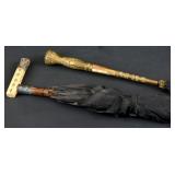 TWO 19TH C. PARASOLS WITH ORNATE HANDLES