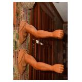 UNUSUAL CARVED WOOD HUMAN ARM WALL MOUNT HOLDERS