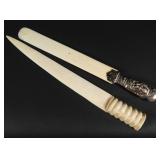TWO ANTIQUE IVORY PAGE TURNERS