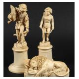 THREE 19TH C. CONTINENTAL IVORY CABINET CARVINGS