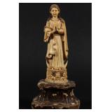 A 17TH/18TH C. CARVED IVORY FIGURE OF VIRGIN MARY