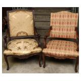 A PAIR EARLY 20TH C. FRENCH HIGH BACK ARM CHAIRS