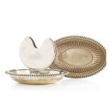 A STERLING SILVER BOWL WITH UNUSUAL SILVER PLATE