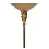 A 1930s TORCHIERE FLOOR LAMP WITH ONYX BASE