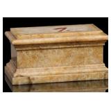 AN ANTIQUE CARVED MARBLE PLINTH