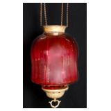 A VICTORIAN FIXTURE WITH CRANBERRY GLASS