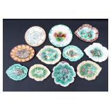 11 ANTIQUE MAJOLICA PLATES & TRAYS INCL ETRUSCAN