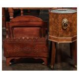 WALNUT AND BURR VENEER JARDINIERE PLANTERS